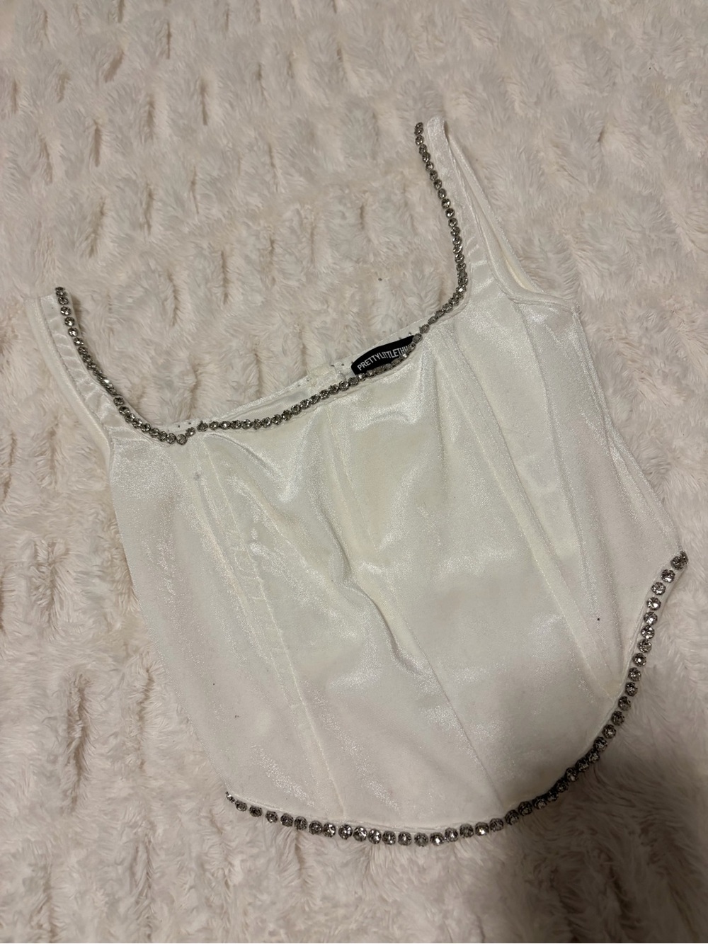 Pretty little thing cream diamante trim top - Picture 6 of 9